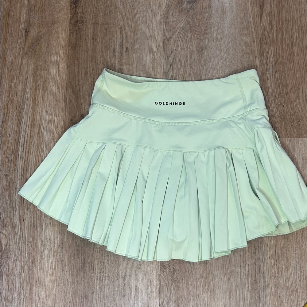 Goldhinge Light Mint Green Pleated Skater Skirt - Picture 4 of 6